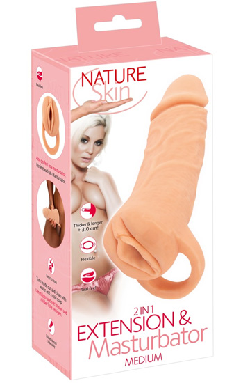 2-in-1 Extension & Masturbator 18,5cm - Penis extender 5
