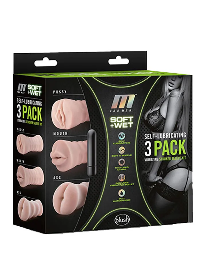 3-pack Vibrating Stroker Kit - Masturbator pack 1 [full]