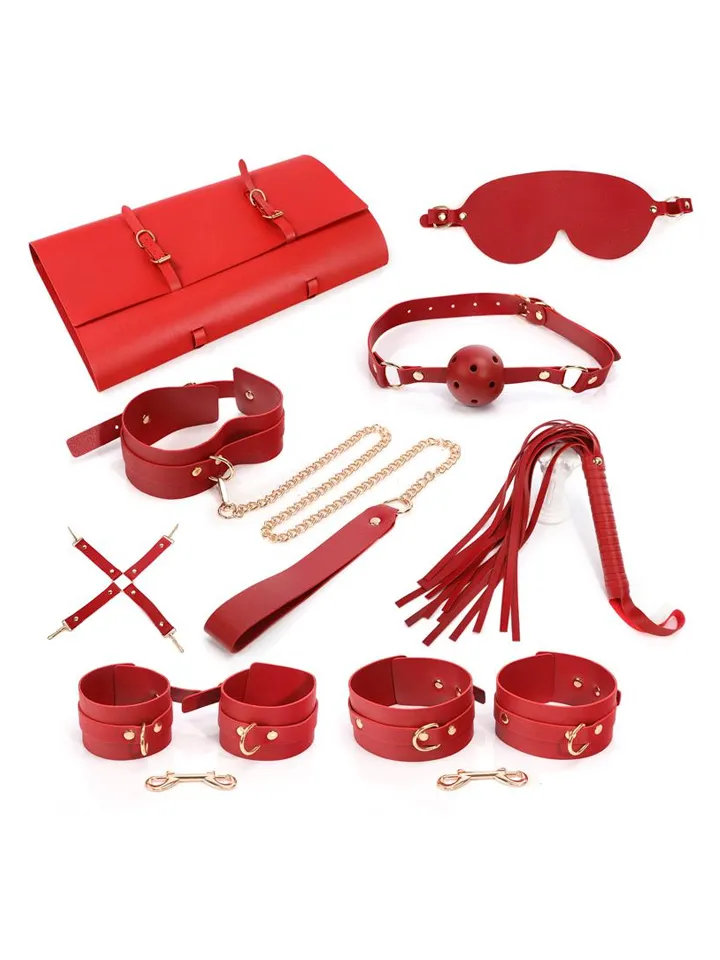 7-pcs Bondage Set With Bag Red - Bondage kit 1 [full]