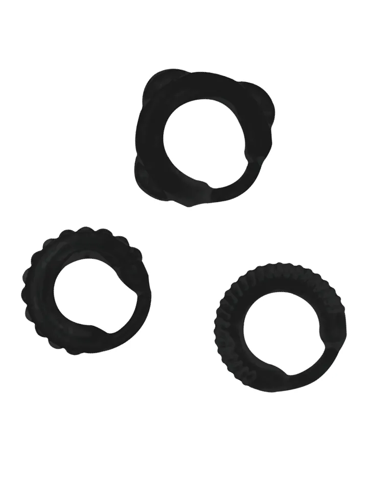Addicted Toys Penis Ring Set Black - Cock ring set 1 [full]