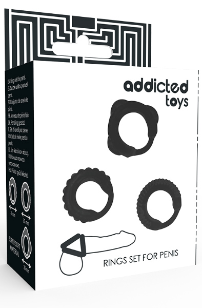 Addicted Toys Penis Ring Set Black - Cock ring set 2