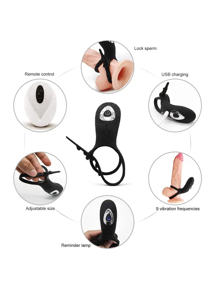 Adjustable Double Penis Ring With Remote - Vibrating cock ring 3 [full]