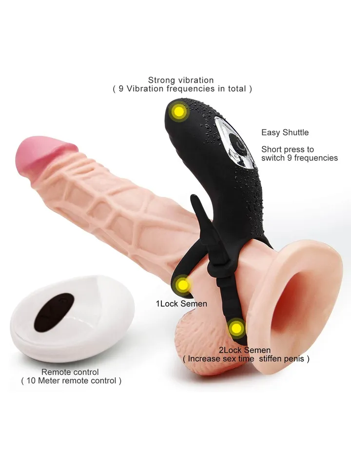 Adjustable Double Penis Ring With Remote - Vibrating cock ring 4 [full]