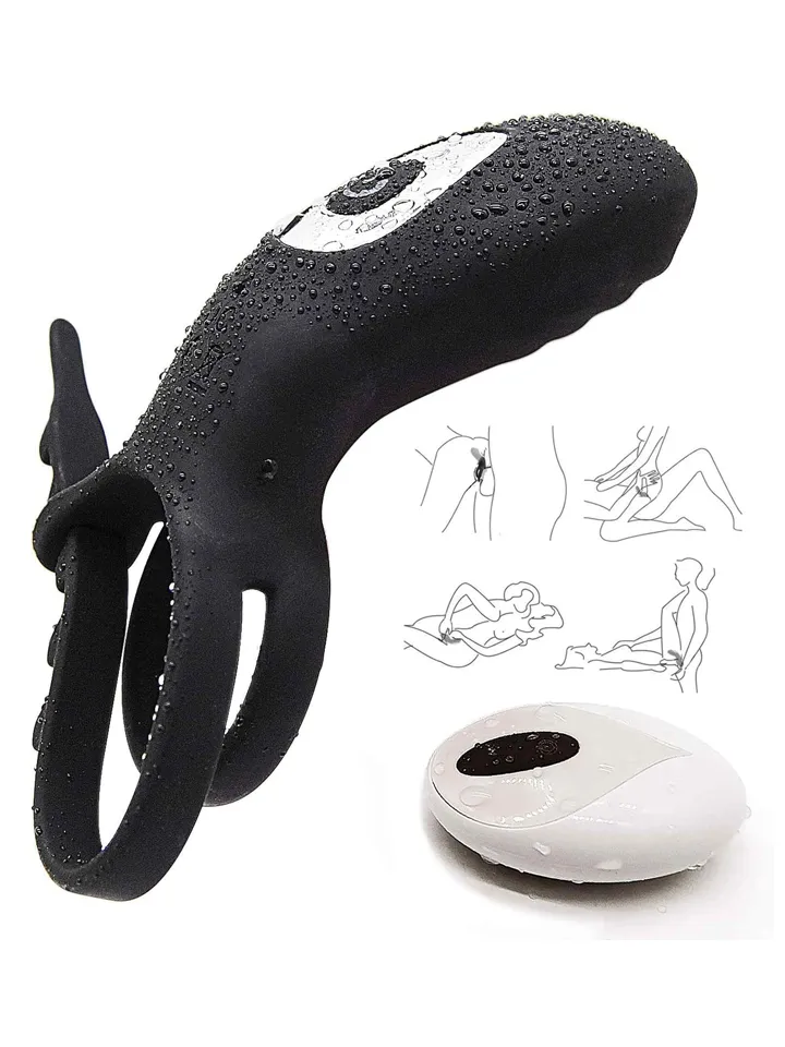 Adjustable Double Penis Ring With Remote - Vibrating cock ring 5 [full]