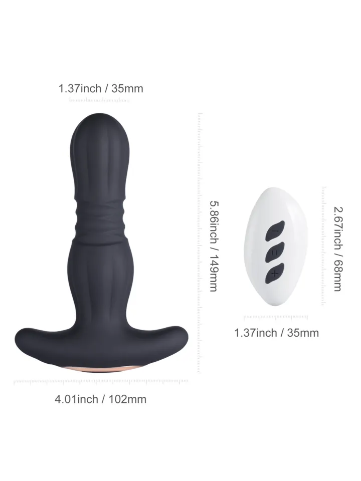 Agas Thrusting Butt Plug With Remote Control - Vibrating anal plug 4 [full]