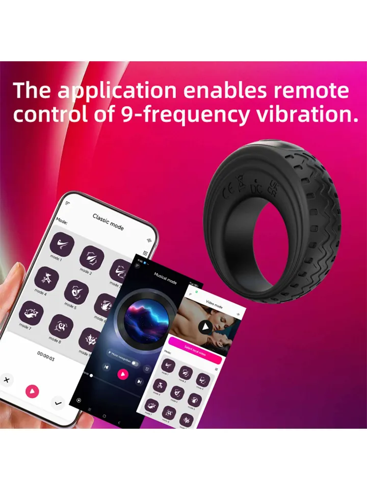 App-Controlled Vibrating Cock Ring - App-controlled Penis Ring 3 [full]