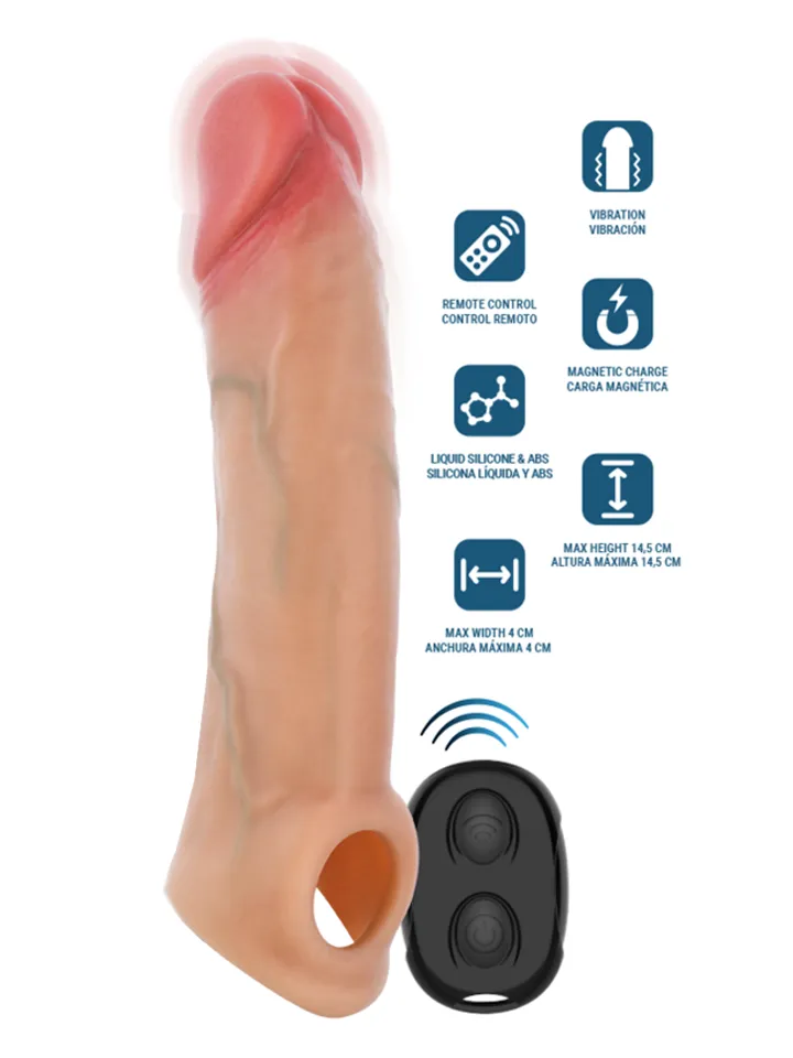 Arnold Vibrator Penis Sleeve With Remote 16 cm - Vibrating penis extender 1 [full]
