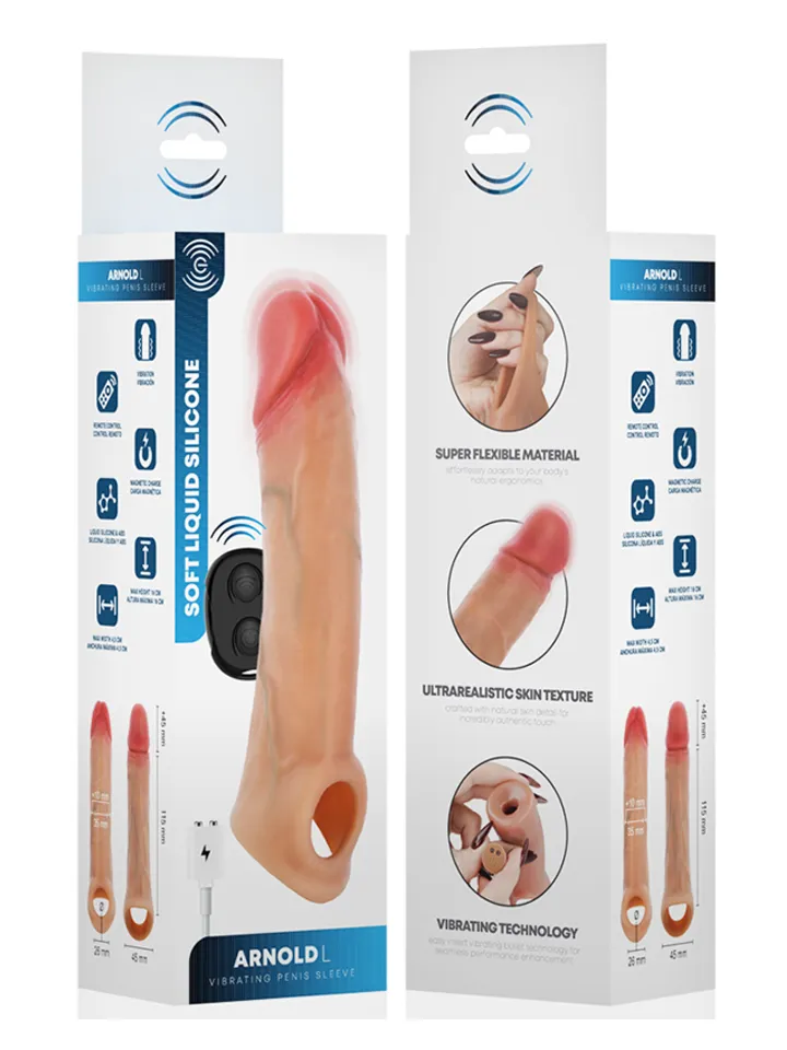 Arnold Vibrator Penis Sleeve With Remote 16 cm - Vibrating penis extender 6 [full]