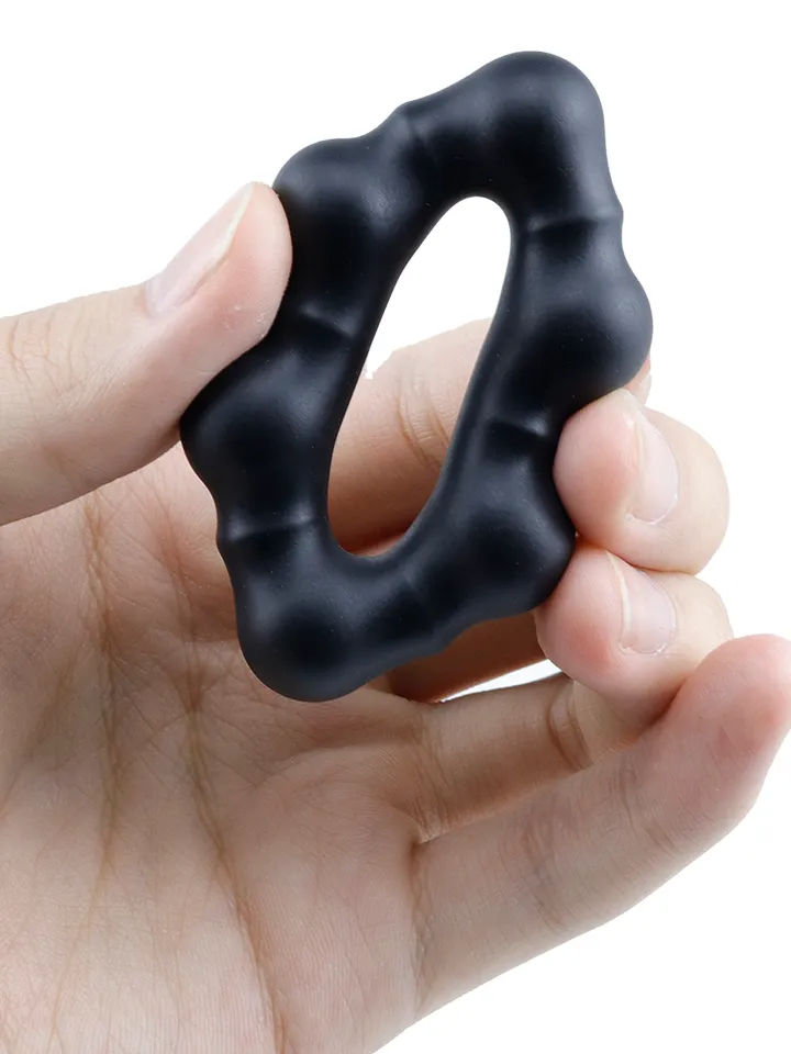 Beaded Silicone Cock Ring Black - Cock ring 2 [full]