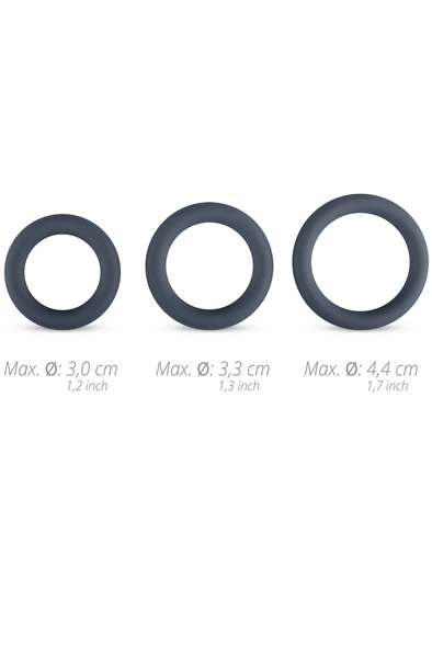 Boners 3-Piece Cock Ring Set Grey - Cock ring set 2