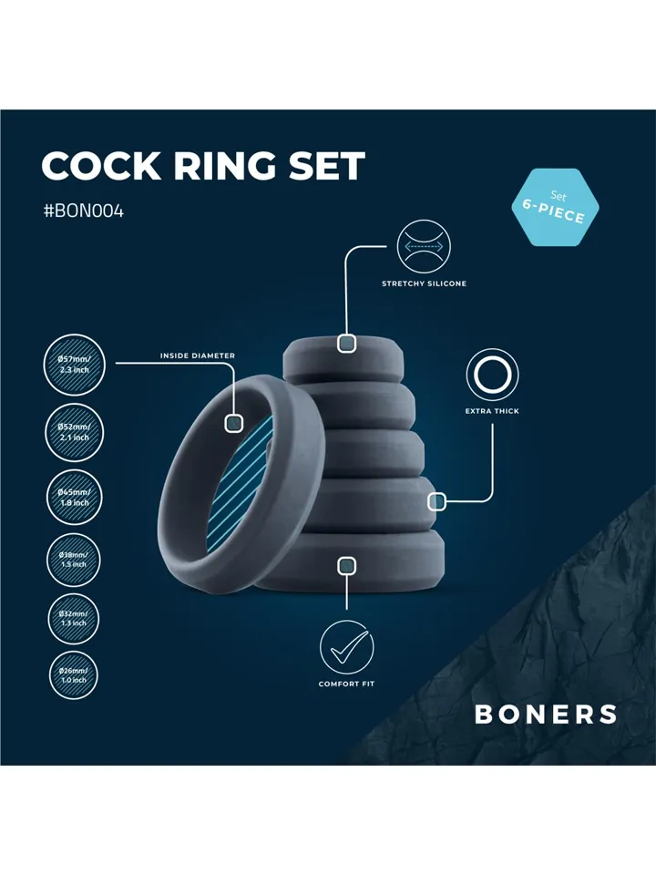 Boners 6-Piece Cock Ring Set - Cock ring set 2 [full]