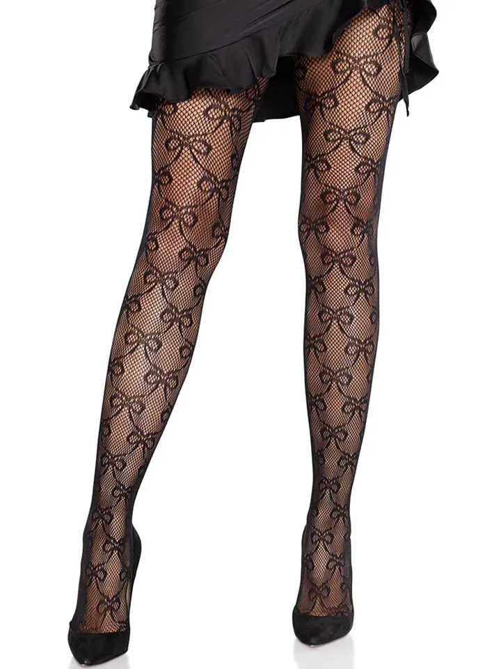 Bow Net Tights Black - Stockings 1 [full]