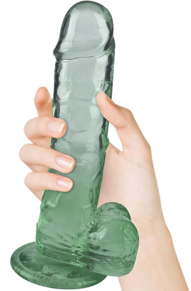 Crystal Pleasures Dual Color Green 18cm - Dildo mit Saugnapf 2