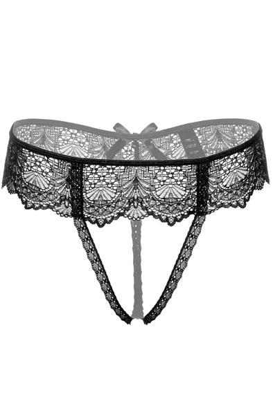 Delphine Crotchless String Black - Crotchless panties 3