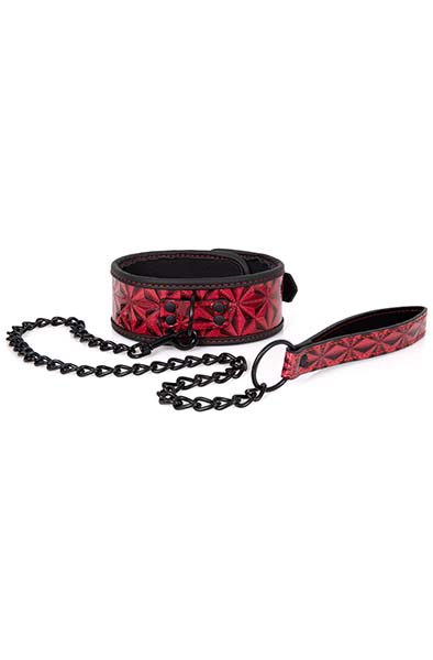 Diabolique Dark Collar With Leash Red - Collar & leash 1