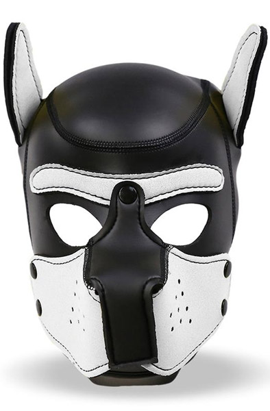 Dog Hood Removable Muzzle White/Black - BDSM Maske 1