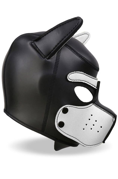 Dog Hood Removable Muzzle White/Black - BDSM Maske 2