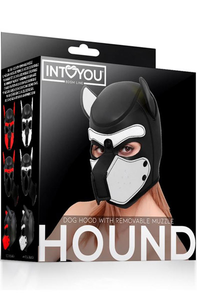 Dog Hood Removable Muzzle White/Black - BDSM Maske 3