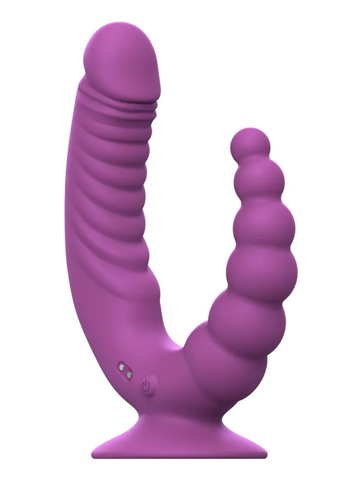 Double Vibrator With Suction Cup & Remote - Vibrating dualdildo 2 [full]