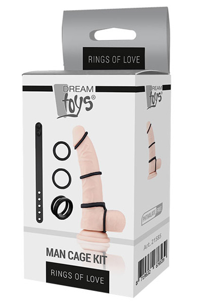 Dream Toys Rings Of Love Man Cage Kit Black - Cock ring set 2