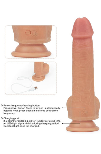 Dual Layered Silicone Rotating Nature Cock 21,5cm - Vibrierender Dildo 3