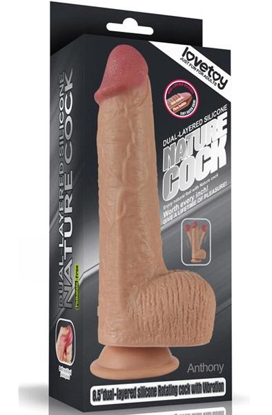 Dual Layered Silicone Rotating Nature Cock 21,5cm - Vibrierender Dildo 4