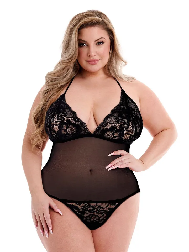 Eco Mesh & Lace Queen Teddy Black - Teddy 1 [full]