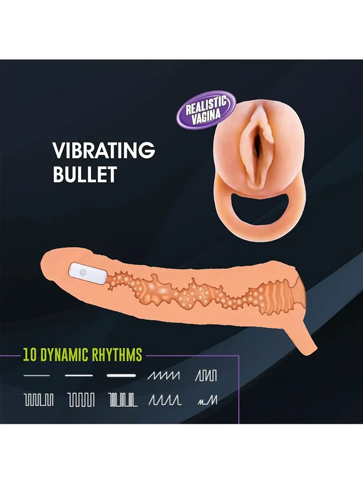 Extension Sleeve With Remote Control Bullet - Vibrating penis extender 2