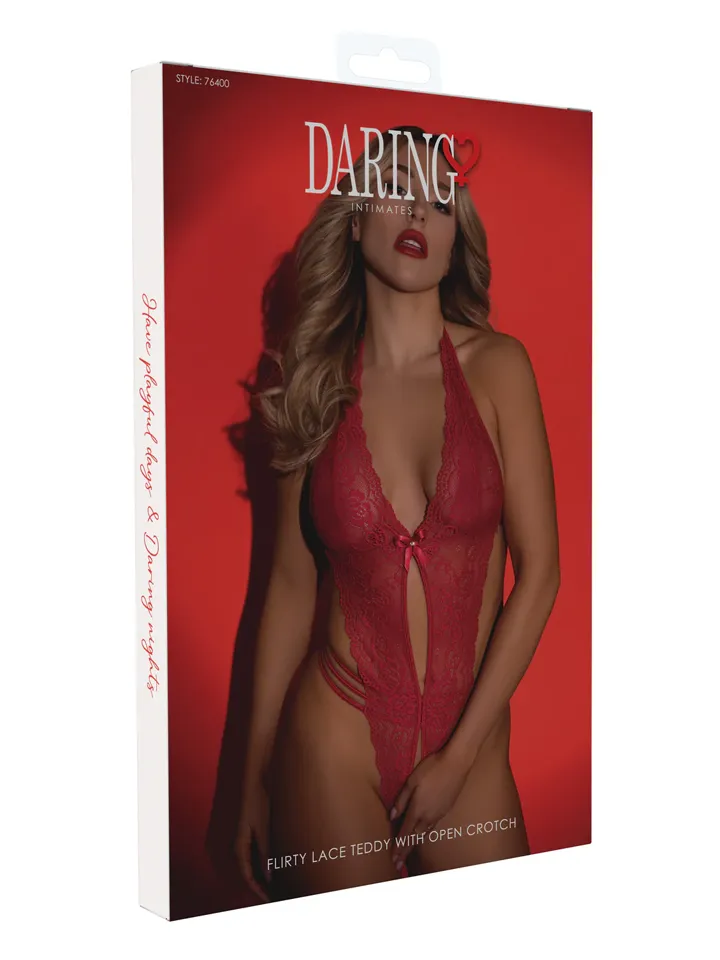 Flirty Lace Teddy With Open Crotch Red - Teddy 3 [full]