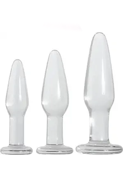 Glass Anal Training Trio 3 Clear Butt Plugs - Anal plug set 1
