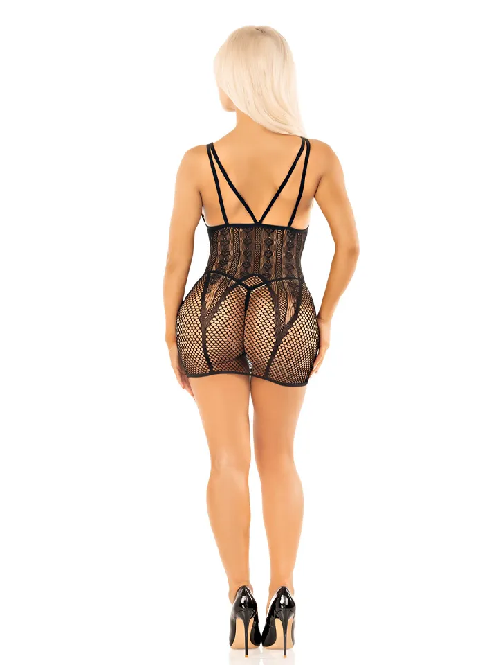 Heart Net Mini Dress Black - Dresses & Skirts 3 [full]