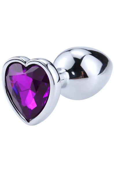 Heart Shaped Butt Plug Purple Small - Anal plug metal 1