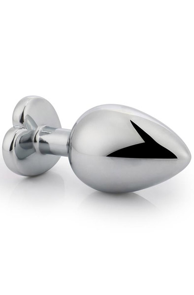 Heart White Anal Plug With Heart Jewel M - Analplug aus Metall 2