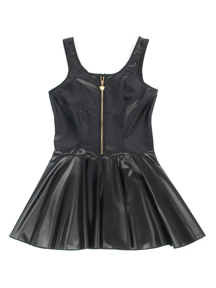 Heart Zipper Leather Dress Black - Sexy dresses & clubwear 3 [full]