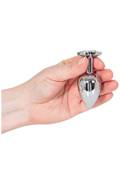 Heavy Butt Plug Silver Clear Stone 145g - Anal plug metal 2