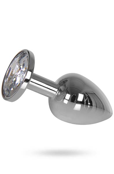Heavy Butt Plug Silver Clear Stone 145g - Anal plug metal 3