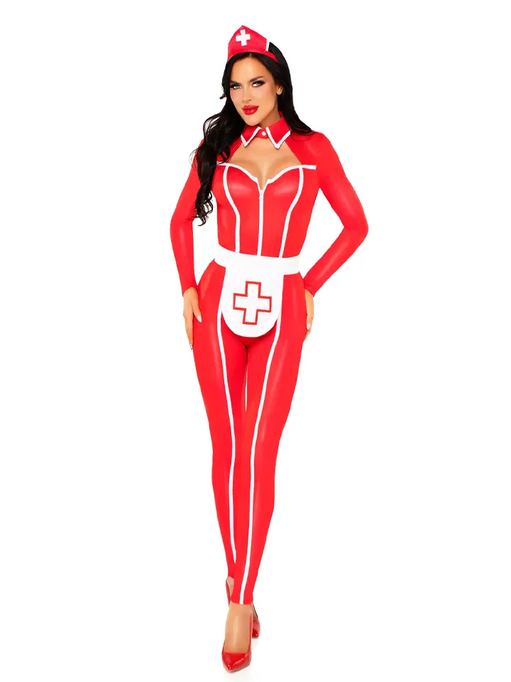 Hospital Heartbreaker Catsuit Red - Nurse costume 2 [full]