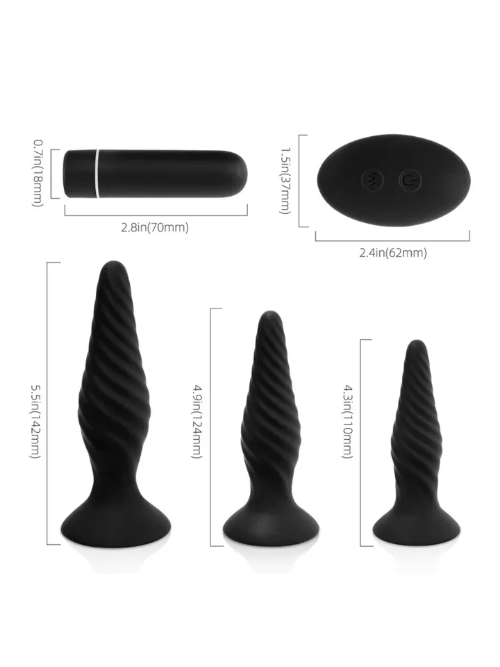 Idris Vibrating Anal Plug Set - Anal toys in a set 3 [full]