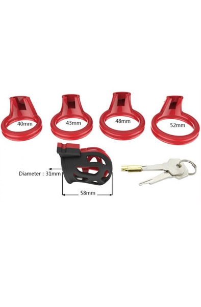 Joker Chastity Cage Red-Black - Keuschheitskäfig 3