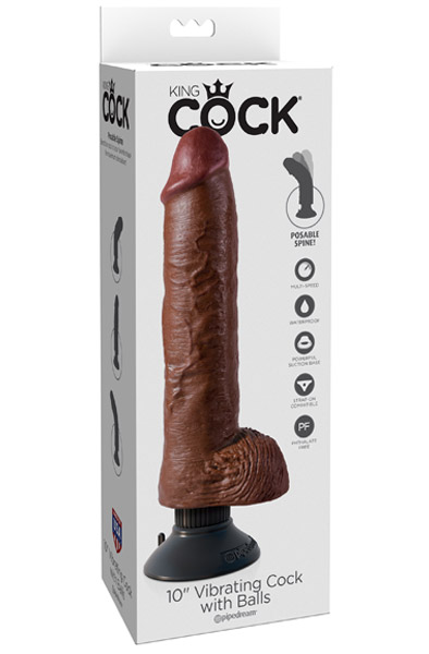 King Cock Vibrating Cock With Balls Brown 25,5 cm - Vibrierender Dildo 3