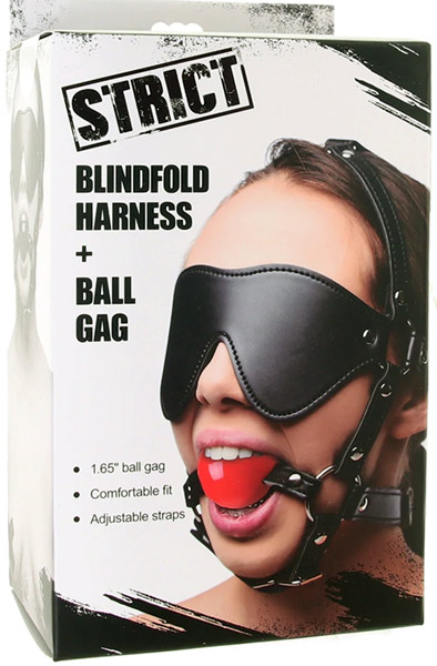 Kinky Adjustable Harness With Blindfold & Ball Gag - Gag with harness 4