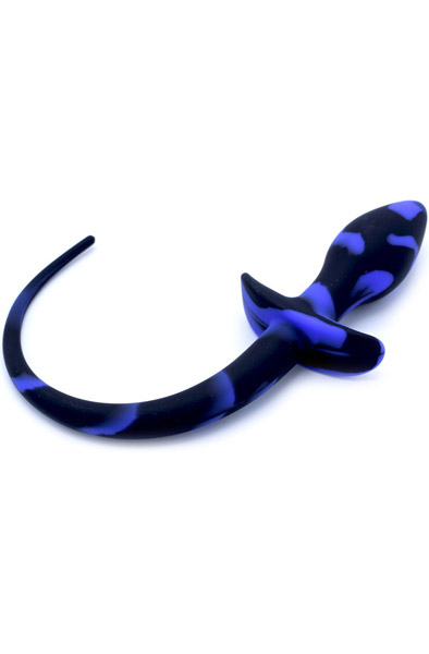Kiotos Anal Plug Dog Tail Black/Blue - Animal tail anal plug 1