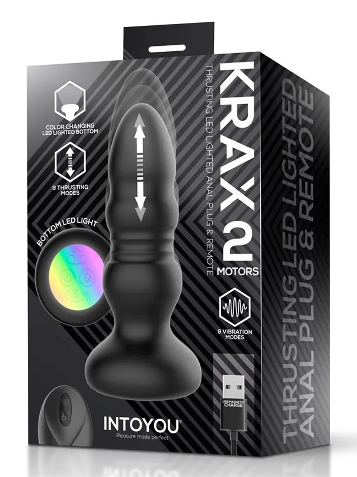 Krax Butt Plug With Vibration, Thrusting & Led Light - Vibrating anal plug 4 [full]