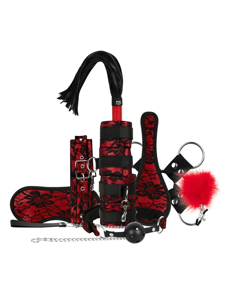 Lace & Leather Look 8-pcs Bondage Set - Bondage kit 1 [full]