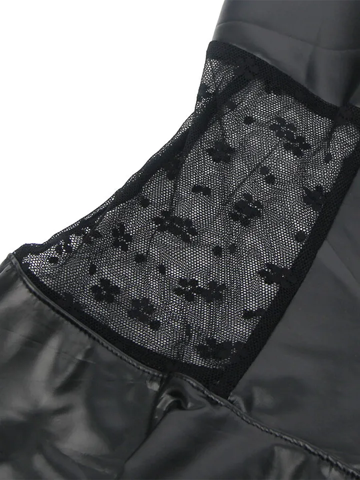 Lace Zipper Leather Dress Black - Sexy dresses & clubwear 3 [full]