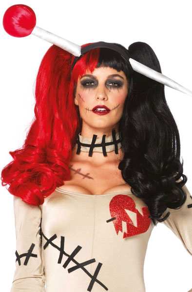 Leg Avenue Harlequin Wig Black/Red - Wig 2