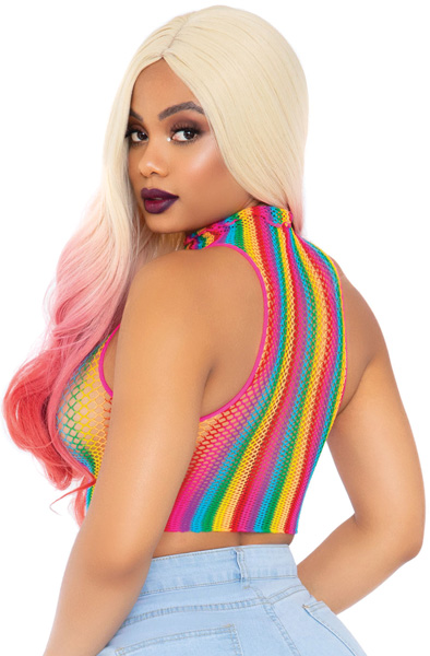Leg Avenue Regenbogen-Netz-Crop-Top - Top 2