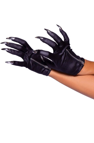 Leg Avenue Reißverschluss-Krallenhandschuhe Schwarz - Handschuhe 1