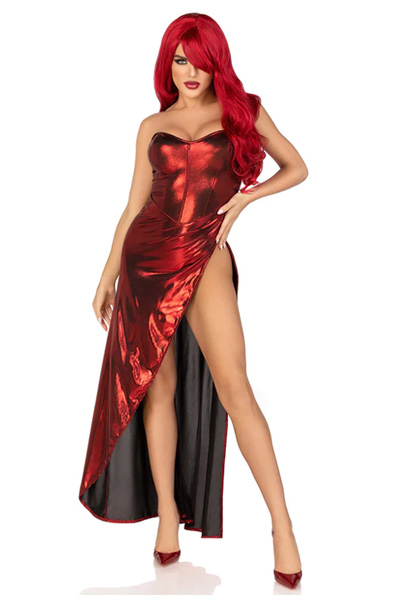Leg Avenue Shimmer Bodysuit Red - Role play & Masquerade 3
