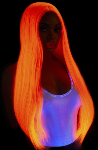 Long Straight Center Part Wig Neon Pink - Wig 3
